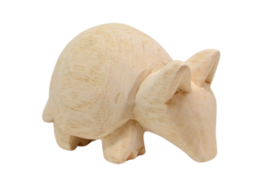 Hand-made wooden armadillo toy made from reclaimed wood