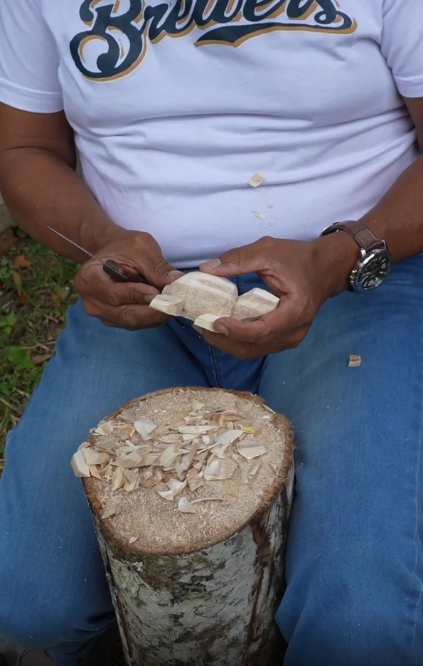 Artisan working on a wood craft